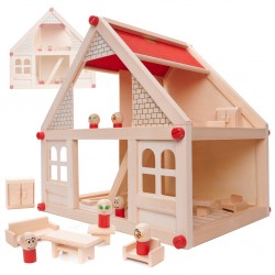 Drevený domček pre bábiky + príslušenst...